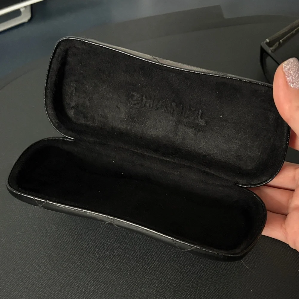 CHANEL Black Rectangular Eyeglasses with Quilted Case and CC Logo - Picture 8 of 9